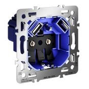 Механизм розетки с заземлением и защитными шторками 16А с USB A+C S70