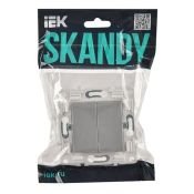 Выключатель встраиваемый двухклавишный IEK SKANDY SK-V20-0-10-K23 SK-V04S серебряный