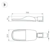 светодиодный светильник Белый дневной 200W 053876 OXOR-TURI-799х319 IP66 серый консольный