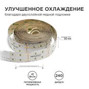 Светодиодная лента Белый теплый 2835 24V 42W/m 240Led/метр 00-306 PRO 30мм IP20 Светодиодная лента Белый теплый 2835 24V 42W/m 240Led/метр 00-306 PRO 30мм IP20