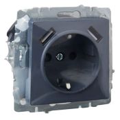 Штепсельная розетка встраиваемая IEK BRITE 16А BR-R14-16-U21-D31-K35 РЮш10-2-БрМ с з/к и шторками с USB A+A 3,1А маренго