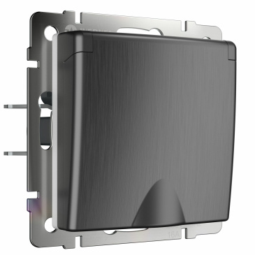 Штепсельная розетка встраиваемая WERKEL 16A 250V WL04-SKGSC-01-IP44 / W1171204 с/з, шторками и защитной крышкой графит рифленый