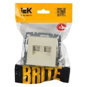 Розетка встраиваемая компьютерная двойная IEK BRITE BR-K20-2-K10 РК11-2-БрКр RJ45 кат.6 бежевый