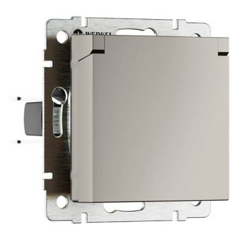 Штепсельная розетка встраиваемая WERKEL 16A 250V W1271204 с/з, шторками и защитной крышкой дымчатый IP44