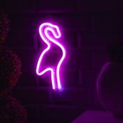 фигурка  светодиодная фигура неоновая «Фламинго» 14.5*28 см., ААх3, USB
