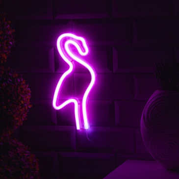 фигурка  светодиодная неоновая «Фламинго» 14.5*28 см., ААх3, USB