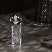 фигурка  светодиодная  «Серебристая свеча со снеговиком»  Белый теплый, 5х5х9 см