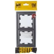 Рамка пластик 2 поста IEK BRITE BR-M22-K46  РУ-2-БрС сталь