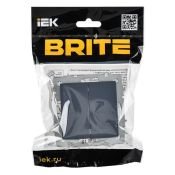 Выключатель встраиваемый двухклавишный перекрестный IEK BRITE BR-V23-0-10-K35 ВС10-2-3-БрМ маренго