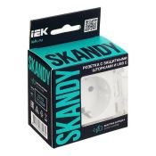 Штепсельная розетка встраиваемая IEK SKANDY 16А SK-R14-16-U14-018-K01 SK-R17W с з/к и шторками с USB A+C 18Вт арктический белый