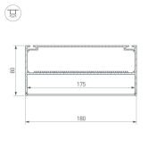 алюминиевый профиль с экраном ARL ARH-POWER-W180-2000 ANOD 027921
