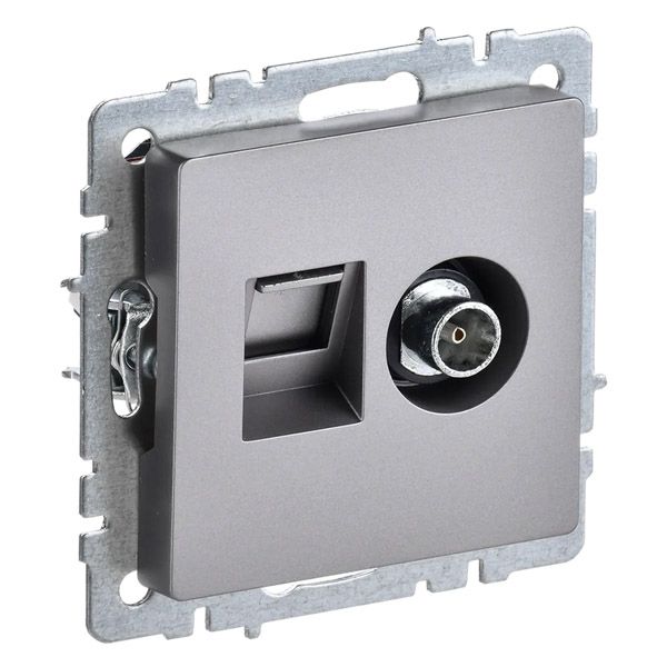 Розетка встраиваемая комбинированная IEK BRITE BR-AK20-1-K46 РТВ/РК12-БрС TV+RJ45 кат.5E сталь