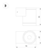 Накладной светильник   9W Белый дневной 044852 LGD-RAY-WALL-R65 220V цилиндр серый