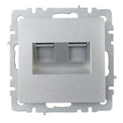 Розетка встраиваемая компьютерная двойная IEK BRITE BR-K20-1-K47 РК10-2-БрА RJ45 кат.5E алюминий
