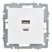 Розетка встраиваемая USB IEK BRITE A+C 45Вт BR-U22-045-K91 РЮ11-2-БрАБ арктический белый