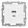 Розетка встраиваемая USB IEK BRITE A+C 45Вт BR-U22-045-K91 РЮ11-2-БрАБ арктический белый