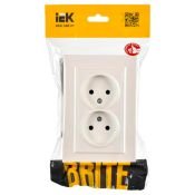 Штепсельная розетка встраиваемая двойная IEK BRITE 10А BR-R20-10-K36-F РС12-2-БрЖ без з/к и шторками в сборе жемчуг