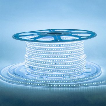 Светодиодная лента Белый 2835 220V  8W/m  120Led/м герм 17-39 Стандарт IP65 50М