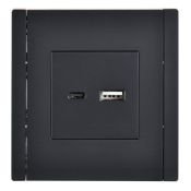 Розетка встраиваемая USB IEK FORTE&PIANO A+C 18Вт FP-U22-018-K02 FP151 черный