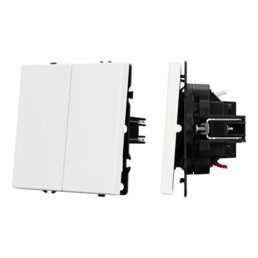 Выключатель встраиваемый двухклавишный проходной 054242 SWT-NOBE-MKP2-SFPL-WH белый