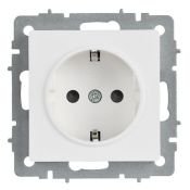 Штепсельная розетка встраиваемая IEK BRITE 16А BR-R14-16-K91 РС14-1-0-БрАБ с з/к и шторками арктический белый