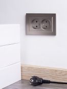 Штепсельная розетка встраиваемая двойная IEK BRITE 10А BR-R23-10-K37-F РСш12-2-БрШ без з/к с з/ш в сборе шампань