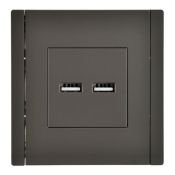 Розетка встраиваемая USB IEK FORTE&PIANO A+A 3,1А FP-U21-D31-K03 FP349 серый