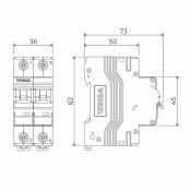 Автоматический выключатель 2-пол. 50А W902P506 C50 6кА