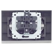 Штепсельная розетка встраиваемая двойная IEK BRITE 16А BR-R24-16-K46-F РСш12-3-БрС с з/к и шторками в сборе сталь