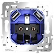 Механизм розетки с заземлением и защитными шторками 16А с USB A+C S70