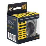 Штепсельная розетка встраиваемая IEK BRITE 16А BR-R14-16-U21-D21-K4 РЮш10-1-БрС с з/к и шторками с USB A+A 2,1А сталь