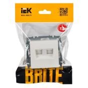 Розетка встраиваемая компьютерная двойная IEK BRITE BR-K20-2-K01 РК11-2-БрБ RJ45 кат.6 белый