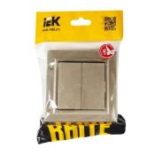 Выключатель встраиваемый двухклавишный IEK BRITE BR-V20-0-10-K37-F ВСР10-2-0-БрШ в сборе шампань