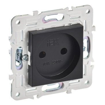 Штепсельная розетка встраиваемая IEK SKANDY 10А SK-R10-10-K02 SK-R02Bl без з/к без шторок черный