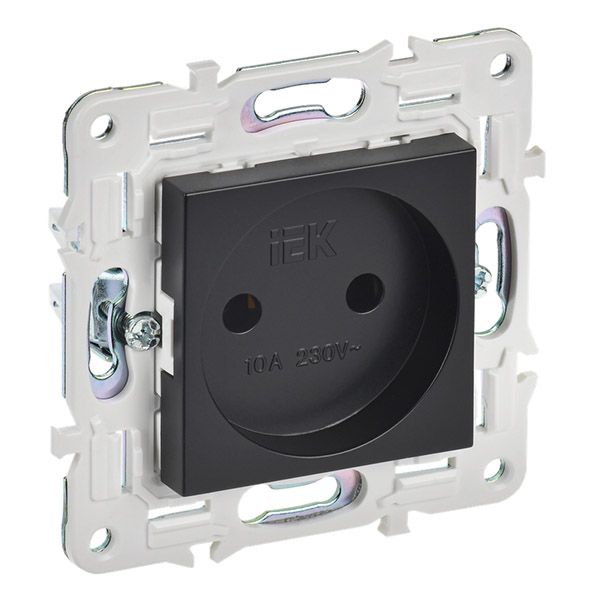 Штепсельная розетка встраиваемая IEK SKANDY 10А SK-R10-10-K02 SK-R02Bl без з/к без шторок черный