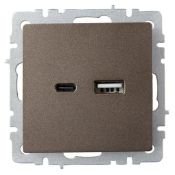 Розетка встраиваемая USB IEK BRITE A+C 18Вт BR-U22-018-K45 РЮ11-1-БрТБ бронза