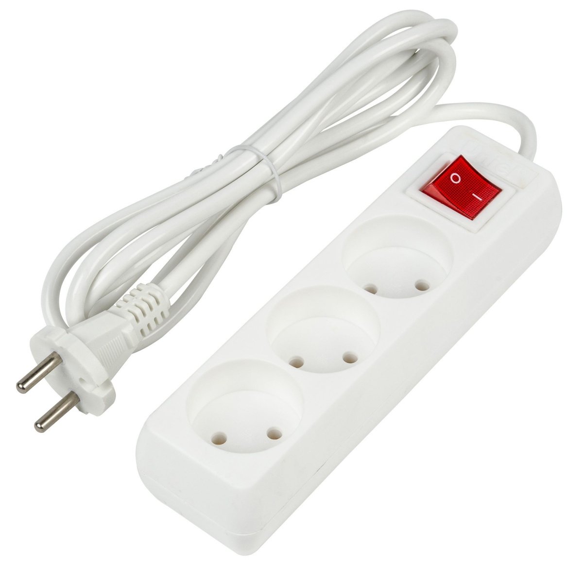 удлинитель без заземления и выключателем Uniel UL-00009994 S-CU3-2B WHITE 2м Ultra