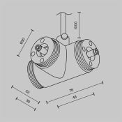 T-образный плоский коннектор для системы Shelf с вводом питания CA015TC-P-B чёрный