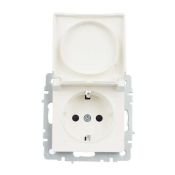 Штепсельная розетка встраиваемая IEK BRITE 16А BR-R16-16-K36 РСбш10-3-БрЖ с з/к и шторками с крышкой жемчуг IP20