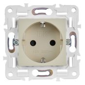 Штепсельная розетка встраиваемая IEK SKANDY 16А SK-R14-16-1-K10 SK-R06B с з/к и шторками безвинтовое крепление бежевый