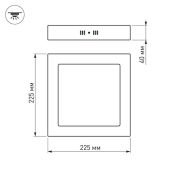 Накладной светильник  18W Белый 018863  SP-S225x225-18W 220V IP20 квадратный белый