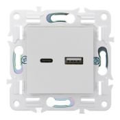 Розетка встраиваемая USB IEK SKANDY A+C 18Вт SK-U22-018-K01 SK-R13W арктический белый
