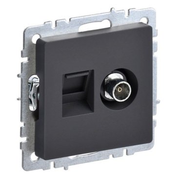 Розетка встраиваемая комбинированная IEK BRITE BR-AK20-1-K53 РТВ/РК12-БрГ TV+RJ45 кат.5E графит