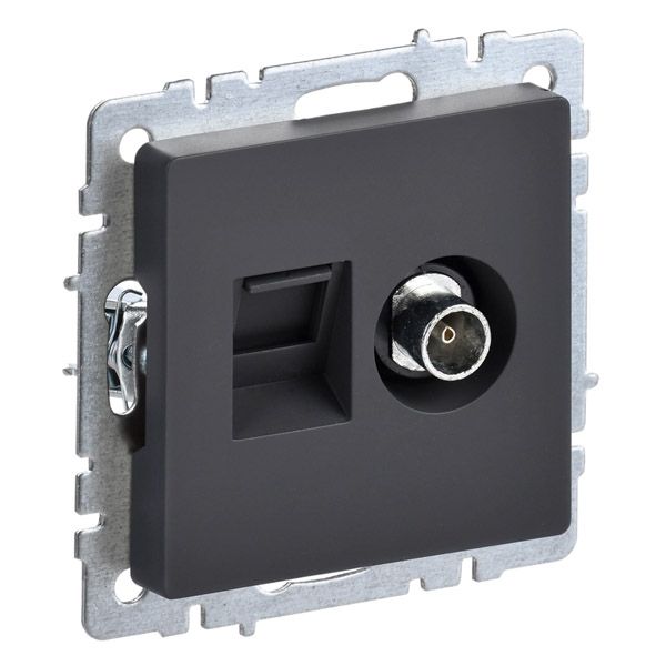 Розетка встраиваемая комбинированная IEK BRITE BR-AK20-1-K53 РТВ/РК12-БрГ TV+RJ45 кат.5E графит