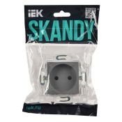 Штепсельная розетка встраиваемая IEK SKANDY 10А SK-R13-10-K03 SK-R01Gr без з/к с з/ш серый