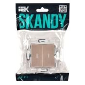 Выключатель встраиваемый двухклавишный проходной с подсветкой IEK SKANDY SK-V22-1-10-K98 SK-V10Sa песочный