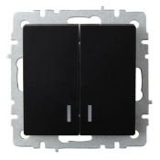 Выключатель встраиваемый двухклавишный с подсветкой IEK BRITE BR-V20-1-10-K02 ВС10-2-1-БрЧ черный
