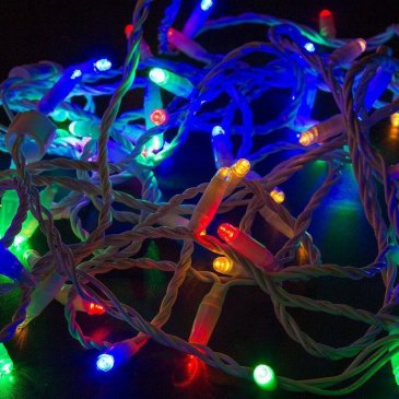 гирлянда НИТЬ  7W RGB S-WP-10M-M белый провод ПВХ 10 м., соединяемая, 220V, 100 Led, IP65, без мерцания