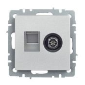 Розетка встраиваемая комбинированная IEK BRITE BR-AK20-1-K47 РТВ/РК12-БрА TV+RJ45 кат.5E алюминий