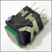 Кнопка ON-(ON) LED RWD-322 (KD2) 3A/250V 6c -чёрно-зелёная квадр.-